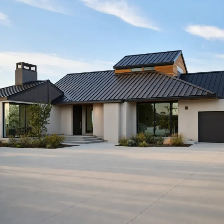 Modern home with a standing seam metal roof
