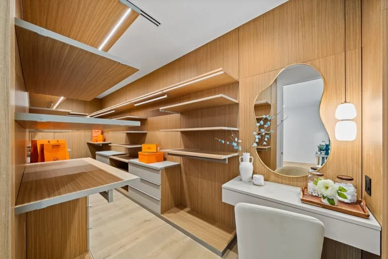 Custom walk-in closet with built-in cabinetry